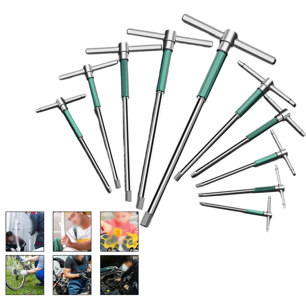 10pcs T-Shaped Spanner Set High-speed Rotating Hex Sliding Rod Extension T-Socket Wrench Disassembly Hand Tools 2-10mm
10pcs T-Shaped Spanner Set High-speed Rotating Hex Sliding Rod Extension T-Socket Wrench Disassembly Hand Tools 2-10mm 