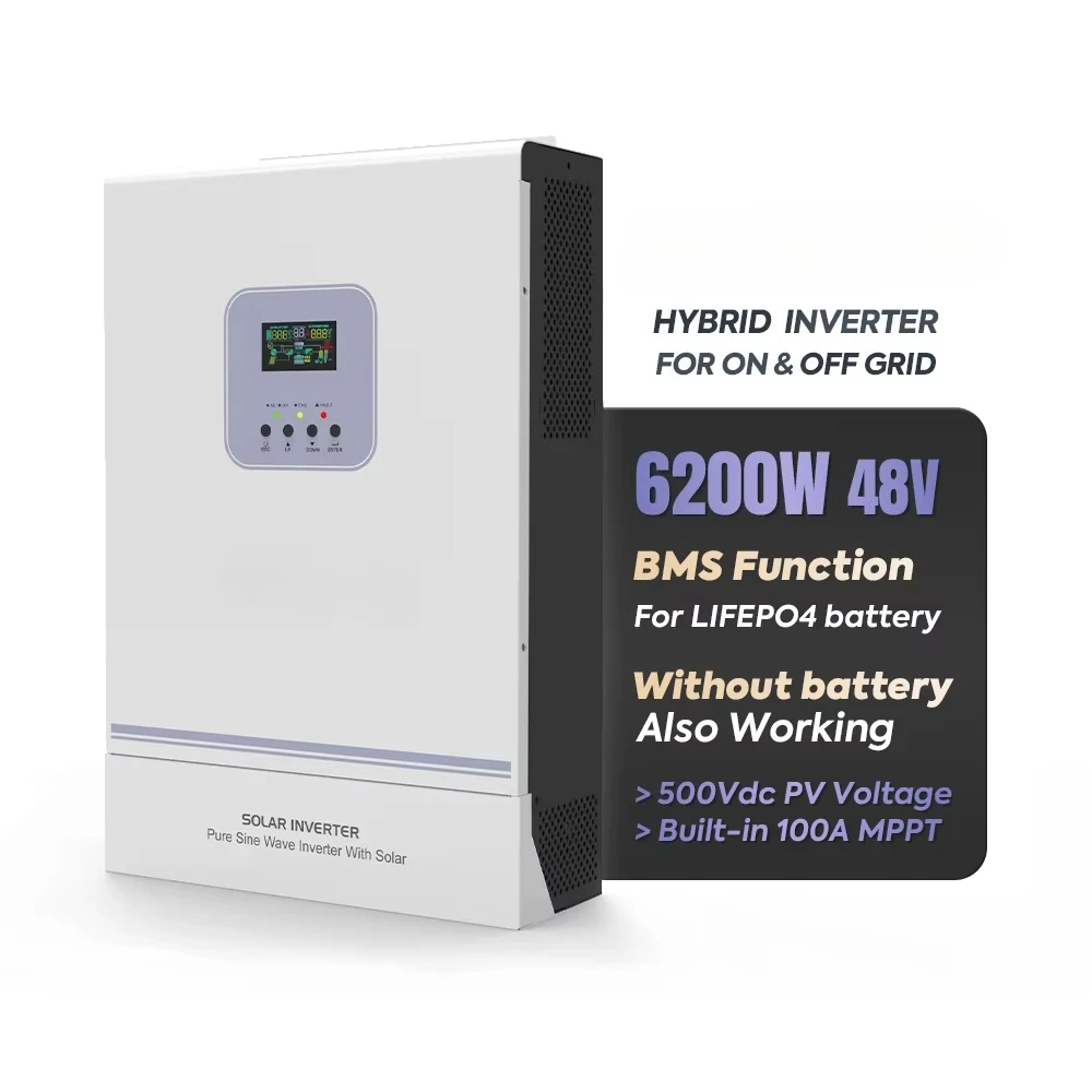 Гибридный инвертор 6200 Вт (6,2 кВт) для работы в автономных и сетевых системах, 220/230/240 В переменного тока, солнечный гибридный инвертор с сертификатами CE/ISO/RHOS
Гибридный инвертор 6200 Вт (6,2 кВт) для работы в автономных и сетевых системах, 220/230/240 В переменного тока, солнечный гибридный инвертор с сертификатами CE/ISO/RHOS