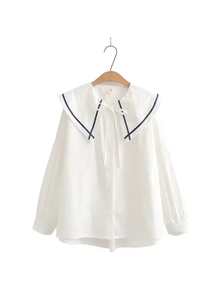 Spring High Quality 100% Cotton Shirt Sailor Collar White Blouses Preppy Style Mori Girls Kawaii Blouse JK School Uniform Tops
Spring High Quality 100% Cotton Shirt Sailor Collar White Blouses Preppy Style Mori Girls Kawaii Blouse JK School Uniform Tops