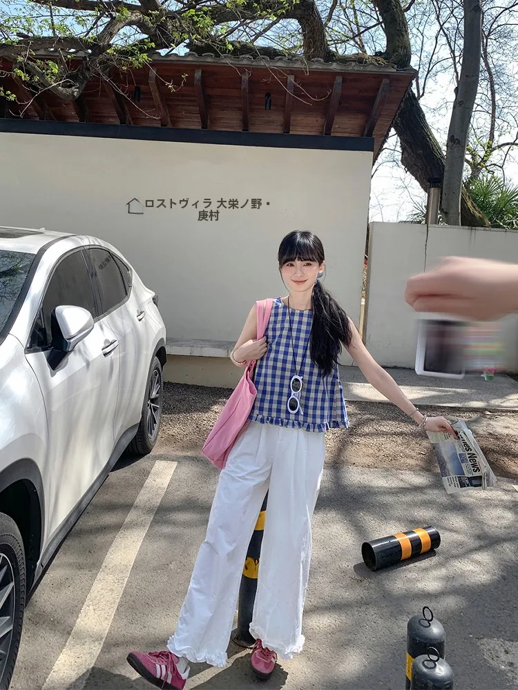 Белая луна, широкие повседневные брюки, свободные брюки прямого кроя с бриллиантами и воланами, универсальные повседневные брюки в Корейском стиле
Белая луна, широкие повседневные брюки, свободные брюки прямого кроя с бриллиантами и воланами, универсальные повседневные брюки в Корейском стиле