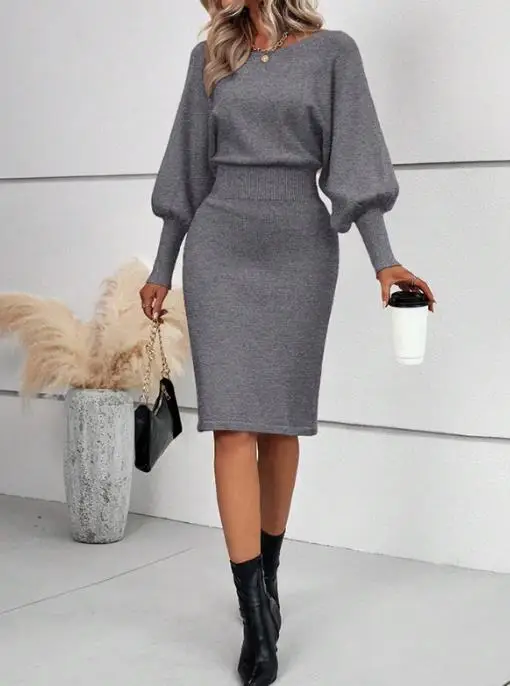 Womens Dresses 2025 Spring Solid Color Knitted Woolen Round Neck Long Sleeved Waist Cinching Slimming Hip Hugging Midi Dress
Womens Dresses 2025 Spring Solid Color Knitted Woolen Round Neck Long Sleeved Waist Cinching Slimming Hip Hugging Midi Dress