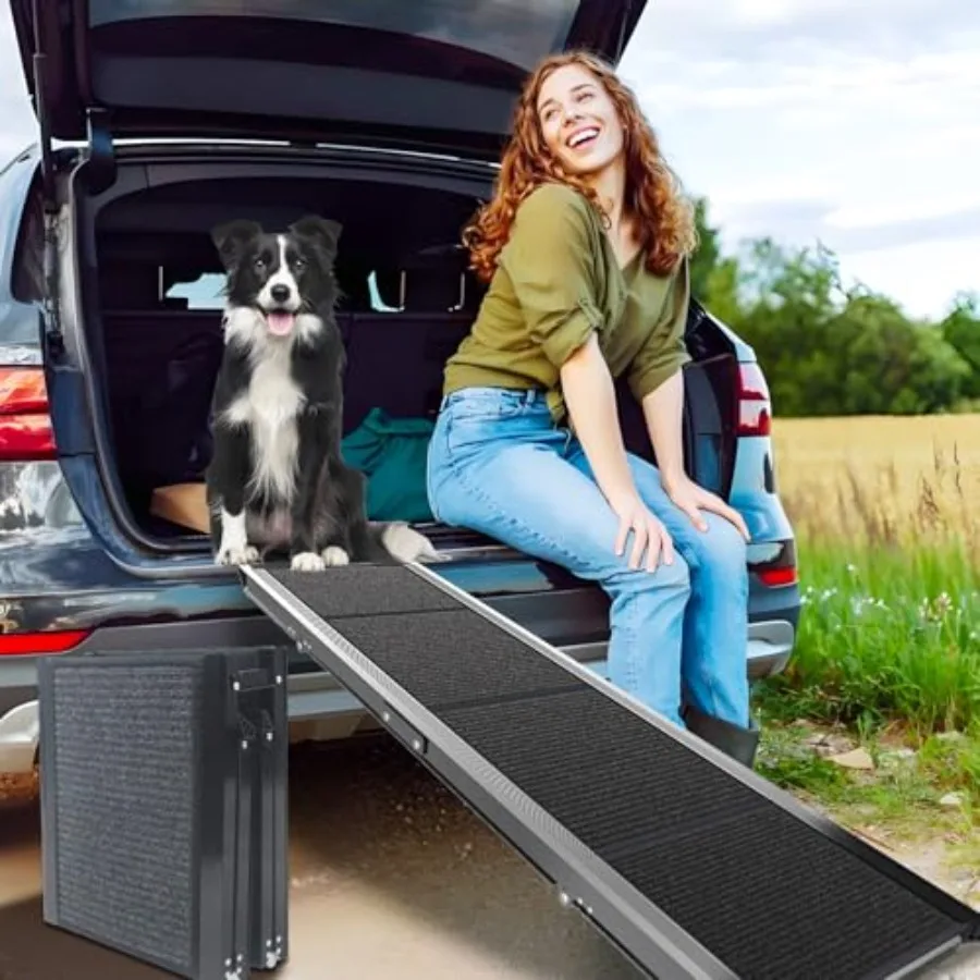 Dog Ramp for Cars SUV Truck 17.3x71in Heavy Duty Foldable Wide Outdoor Pet Stairs with Non-Slip Surface Portable Folding Design
Dog Ramp for Cars SUV Truck 17.3x71in Heavy Duty Foldable Wide Outdoor Pet Stairs with Non-Slip Surface Portable Folding Design