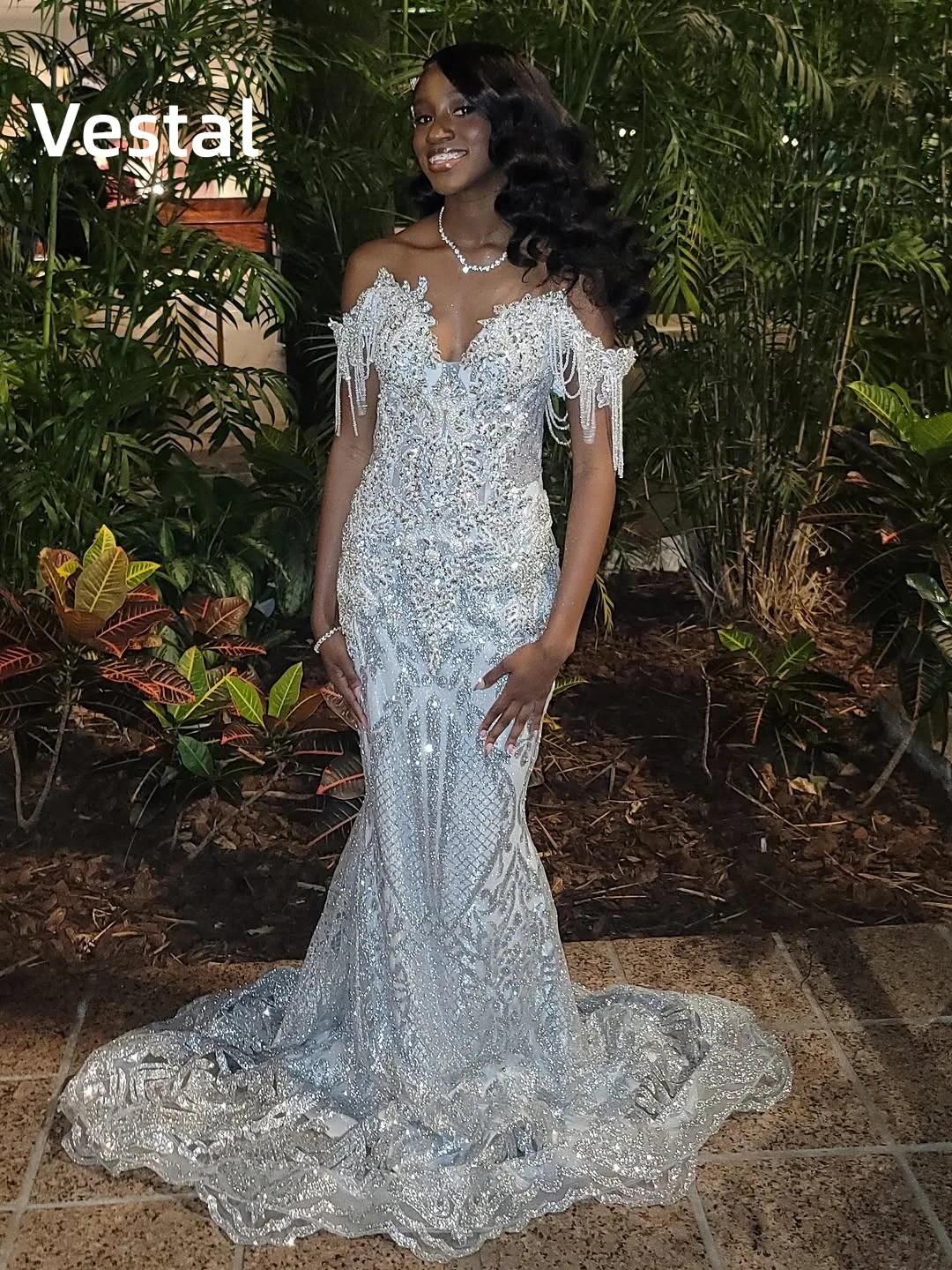 Off The Shoulder Mermaid Prom Dress Beaded Lace with Fringe Tassels Formal Evening Party Gown Birthday Customized
Off The Shoulder Mermaid Prom Dress Beaded Lace with Fringe Tassels Formal Evening Party Gown Birthday Customized