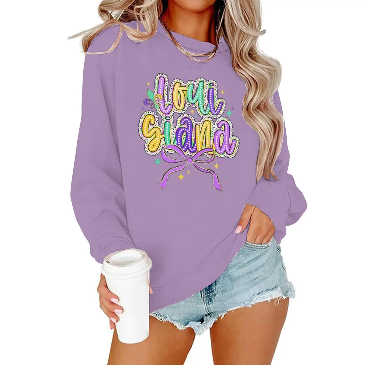 Блестящая кокетка с бантом, толстовки для Марди Гра, женские праздничные топы для карнавала, вечеринки, фестивальный модный повседневный свитер Mardi Gras
Блестящая кокетка с бантом, толстовки для Марди Гра, женские праздничные топы для карнавала, вечеринки, фестивальный модный повседневный свитер Mardi Gras