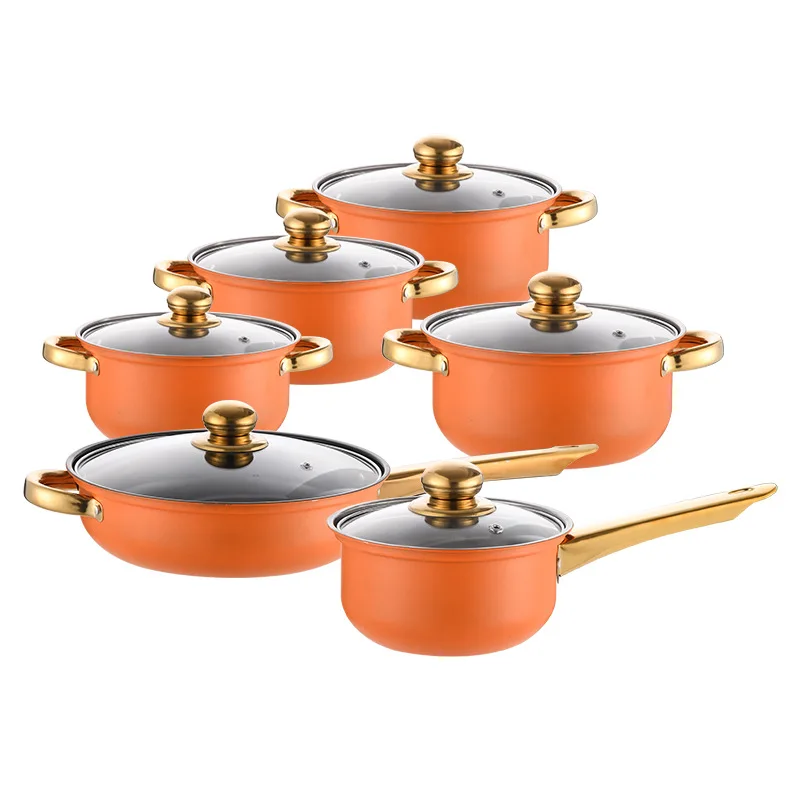 Stainless steel blue pot set, gold handle six-piece set, soup pan, milk pan, frying pan, wok, cookware
Stainless steel blue pot set, gold handle six-piece set, soup pan, milk pan, frying pan, wok, cookware