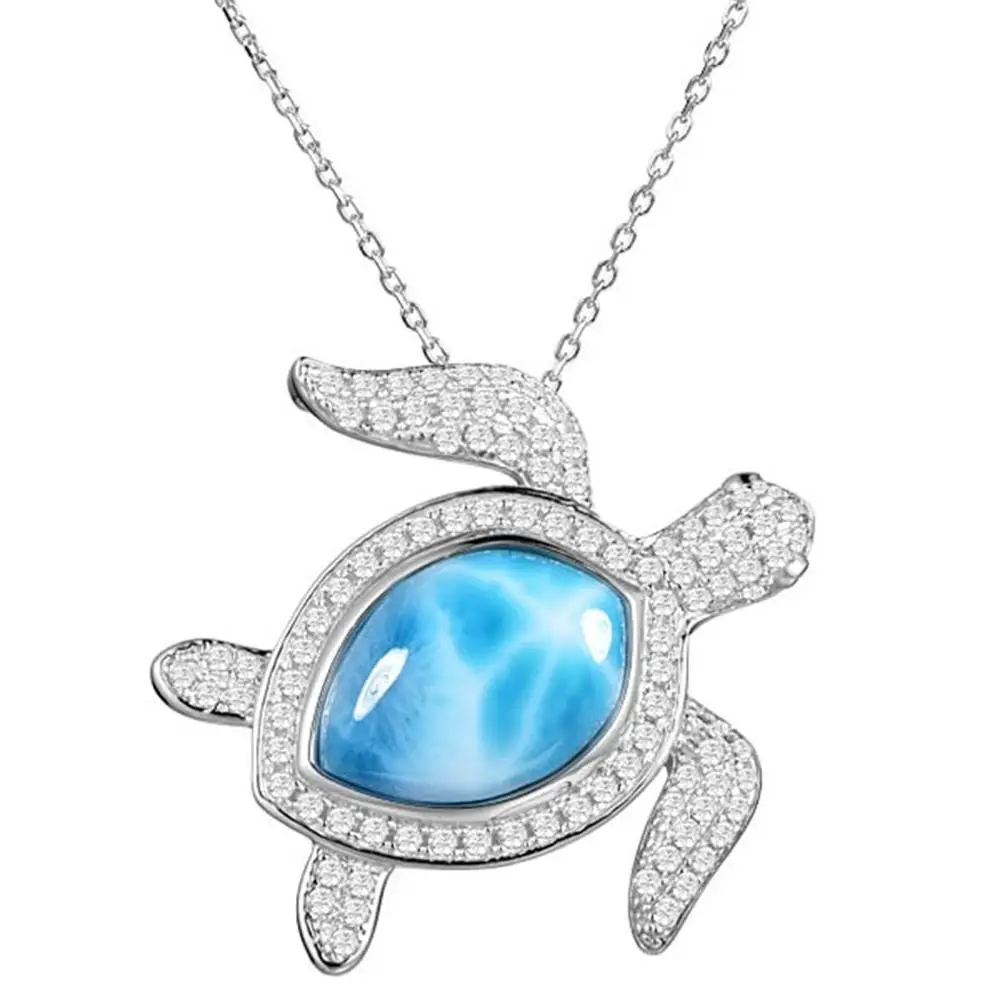 Fine Blue Larimar 925 Sterling Silver Natural Larimar Sea Turtle Pendant Necklace For Women Gift
Fine Blue Larimar 925 Sterling Silver Natural Larimar Sea Turtle Pendant Necklace For Women Gift
