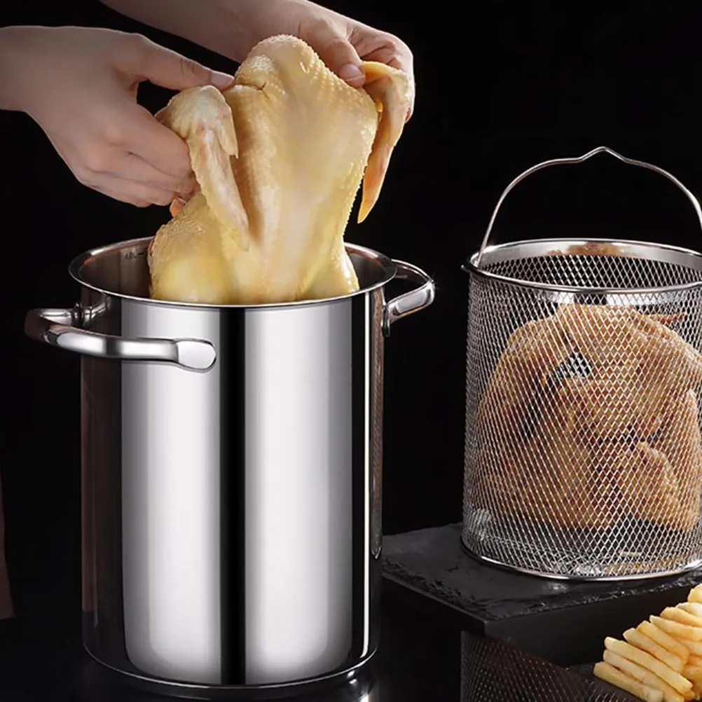 Stainless Steel Fryer Pot Deep Narrow Turkey Pan with Basket French Cooking Oil Drainer Less Oily Crispy Food All Stoves Gas
Stainless Steel Fryer Pot Deep Narrow Turkey Pan with Basket French Cooking Oil Drainer Less Oily Crispy Food All Stoves Gas