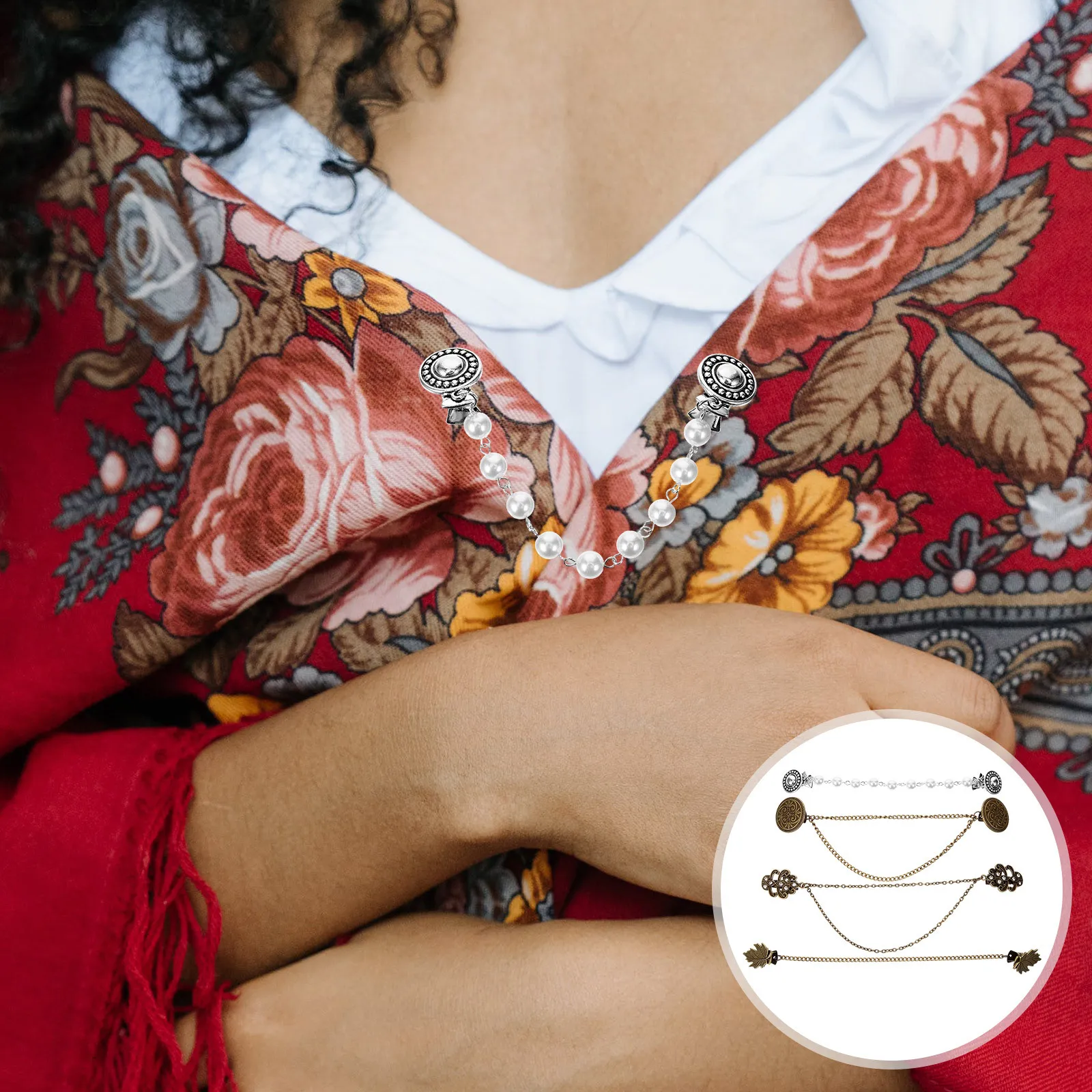 4Pcs Retro Cardigan Sweater Brooch Clips Shawl Collar Dress Pins Elegant Vintage Style for Women Events Dress Clips
4Pcs Retro Cardigan Sweater Brooch Clips Shawl Collar Dress Pins Elegant Vintage Style for Women Events Dress Clips