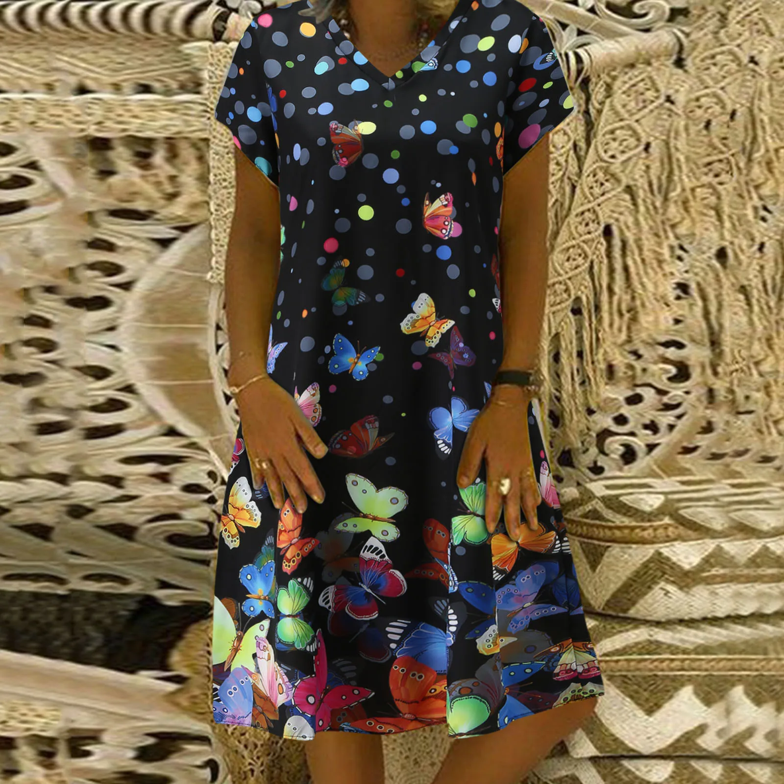 Summer Dresses for Women 2024 Womens Summer Printed Casual V-Neck Ladies Dress Beach Short Sleeve Dress Female Casual Dresses
Summer Dresses for Women 2024 Womens Summer Printed Casual V-Neck Ladies Dress Beach Short Sleeve Dress Female Casual Dresses