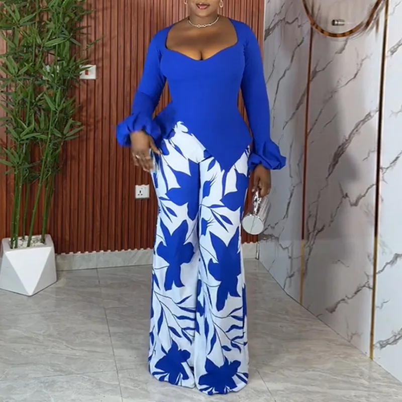 New sexy low-necked irregular top printed trousers fashion suit fashionable simple and versatile temperament elegant vacation st
New sexy low-necked irregular top printed trousers fashion suit fashionable simple and versatile temperament elegant vacation st