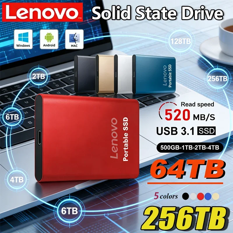 Внешний твердотельный накопитель Lenovo SSD 128 ТБ, 2 ТБ, 4 ТБ, высокоскоростной USB 3.1 Type-C, портативный жесткий диск для ноутбуков/ПК
Внешний твердотельный накопитель Lenovo SSD 128 ТБ, 2 ТБ, 4 ТБ, высокоскоростной USB 3.1 Type-C, портативный жесткий диск для ноутбуков/ПК