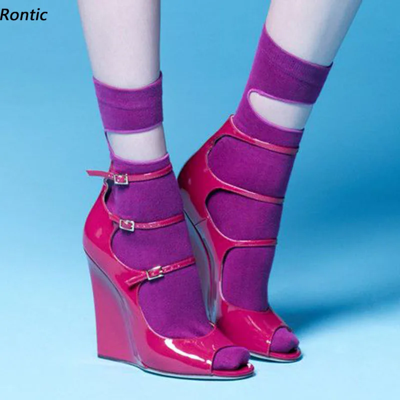 Rontic, женские летние блестящие туфли-лодочки высокого качества, пикантные туфли на танкетке с открытым носком, довольно красные вечерние туфли цвета фуксии, женские размеры США, большие размеры 4-20
Rontic, женские летние блестящие туфли-лодочки высокого качества, пикантные туфли на танкетке с открытым носком, довольно красные вечерние туфли цвета фуксии, женские размеры США, большие размеры 4-20