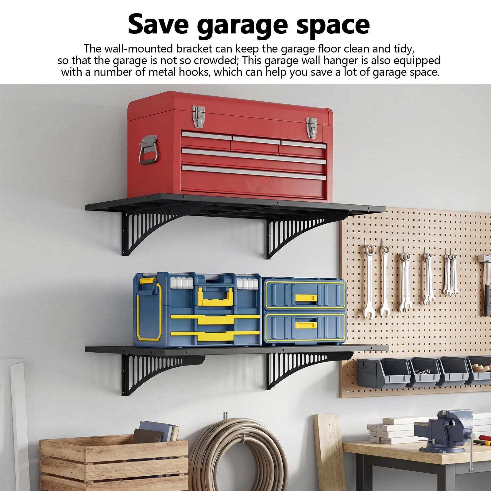 2-Pack 2x3ft Heavy Duty Garage Storage Shelves 280lbs Load Capacity Wall Mounted Storage Shelf with Hooks
2-Pack 2x3ft Heavy Duty Garage Storage Shelves 280lbs Load Capacity Wall Mounted Storage Shelf with Hooks