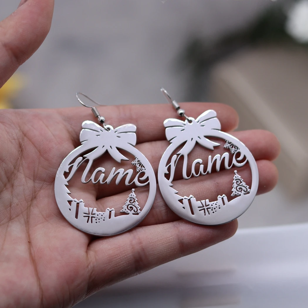 Christmas Tree Earring Bowknot Custom Letter Name Pendant Stainless Steel Festival Ornament Women Girl Gift Trendy Jewelry
Christmas Tree Earring Bowknot Custom Letter Name Pendant Stainless Steel Festival Ornament Women Girl Gift Trendy Jewelry