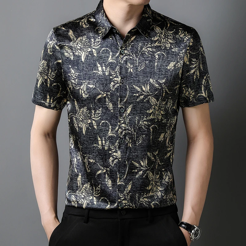 Floral Print Real Silk Shirts For Men Short Sleeve Vintage Casual Summer Quality Soft Comfortable Oversized Luxury Chemise Homme
Floral Print Real Silk Shirts For Men Short Sleeve Vintage Casual Summer Quality Soft Comfortable Oversized Luxury Chemise Homme