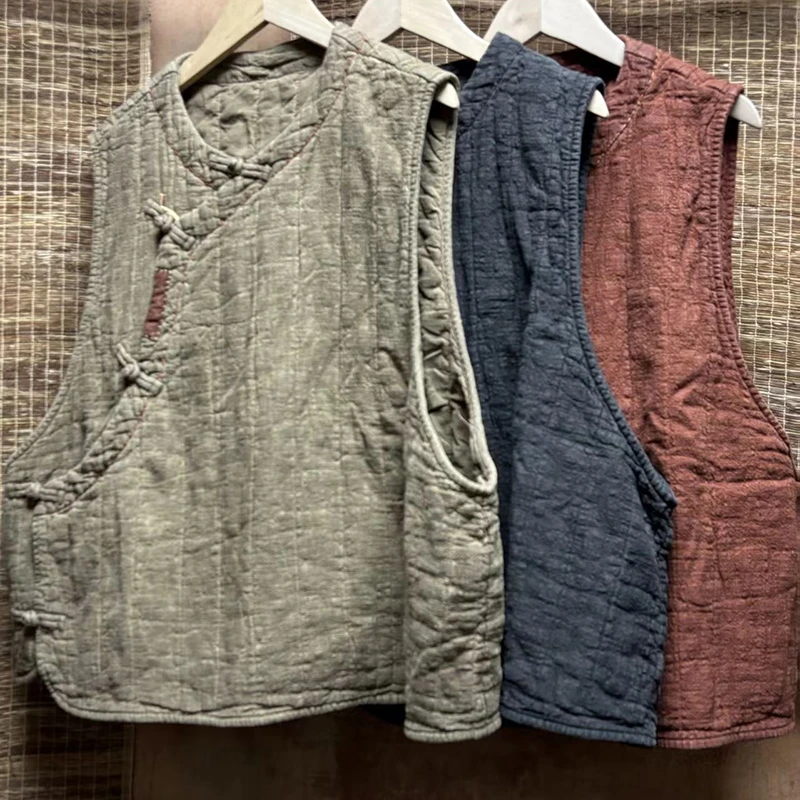 New Arrival Autumn Winter Arts Style Women Sleeveless Loose Casual Coats High Quality Cotton Linen Dirty Staining Vintage Vest
New Arrival Autumn Winter Arts Style Women Sleeveless Loose Casual Coats High Quality Cotton Linen Dirty Staining Vintage Vest