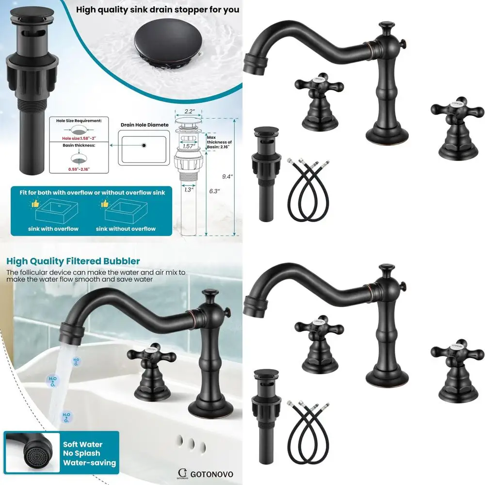 8 Inch Widespread Oil-Rubbed Bronze Vintage 2-Handle Lavatory Faucet with Pop-Up Drain
8 Inch Widespread Oil-Rubbed Bronze Vintage 2-Handle Lavatory Faucet with Pop-Up Drain