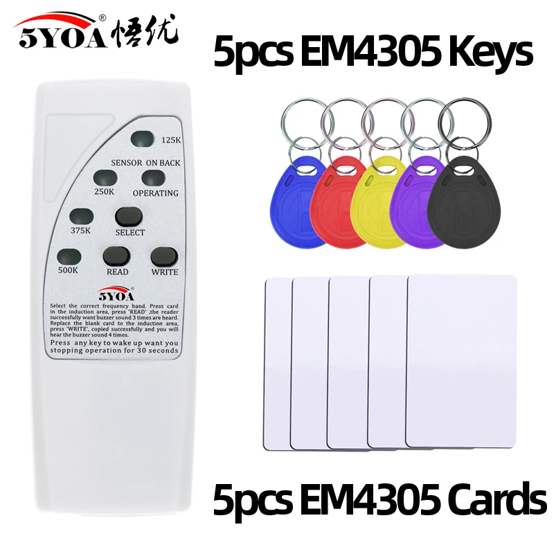 5YOA RFID Handheld Copier Writer, Duplicator Programmer, Rewritable ID Key Fobs Cards, 125KHz Read EM4100, TK4100, EM4305, T5577
5YOA RFID Handheld Copier Writer, Duplicator Programmer, Rewritable ID Key Fobs Cards, 125KHz Read EM4100, TK4100, EM4305, T5577