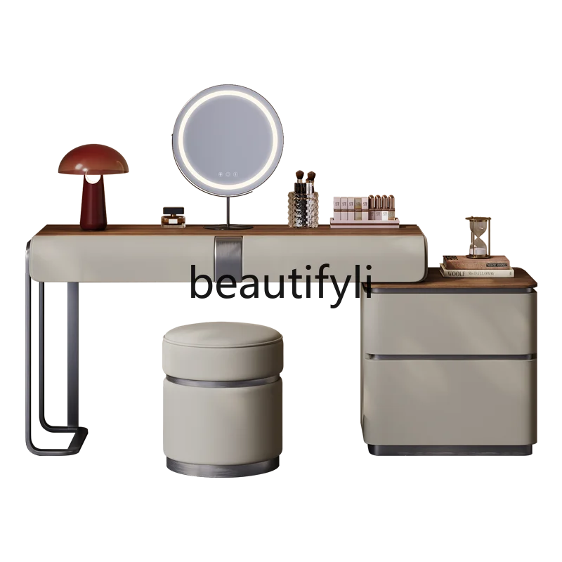 Simple makeup table custom fashion modern designer light luxury walnut bedside table integrated dresser
Simple makeup table custom fashion modern designer light luxury walnut bedside table integrated dresser