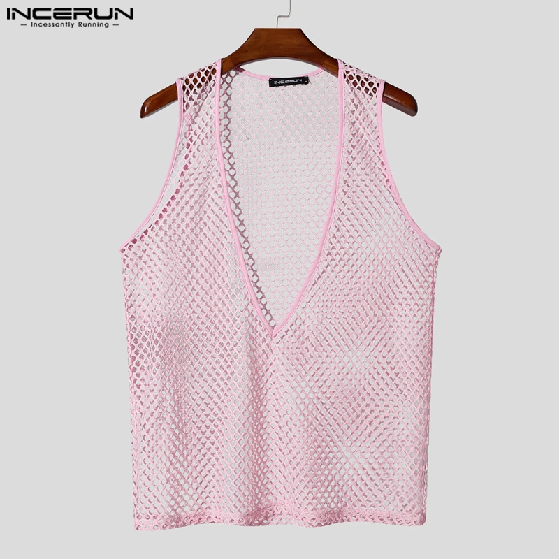 INCERUN Men Tank Tops Mesh Hollow Out See Through Solid Male Vests Summer Streetwear Deep V Neck Sleeveless Sexy Men Clothing
INCERUN Men Tank Tops Mesh Hollow Out See Through Solid Male Vests Summer Streetwear Deep V Neck Sleeveless Sexy Men Clothing