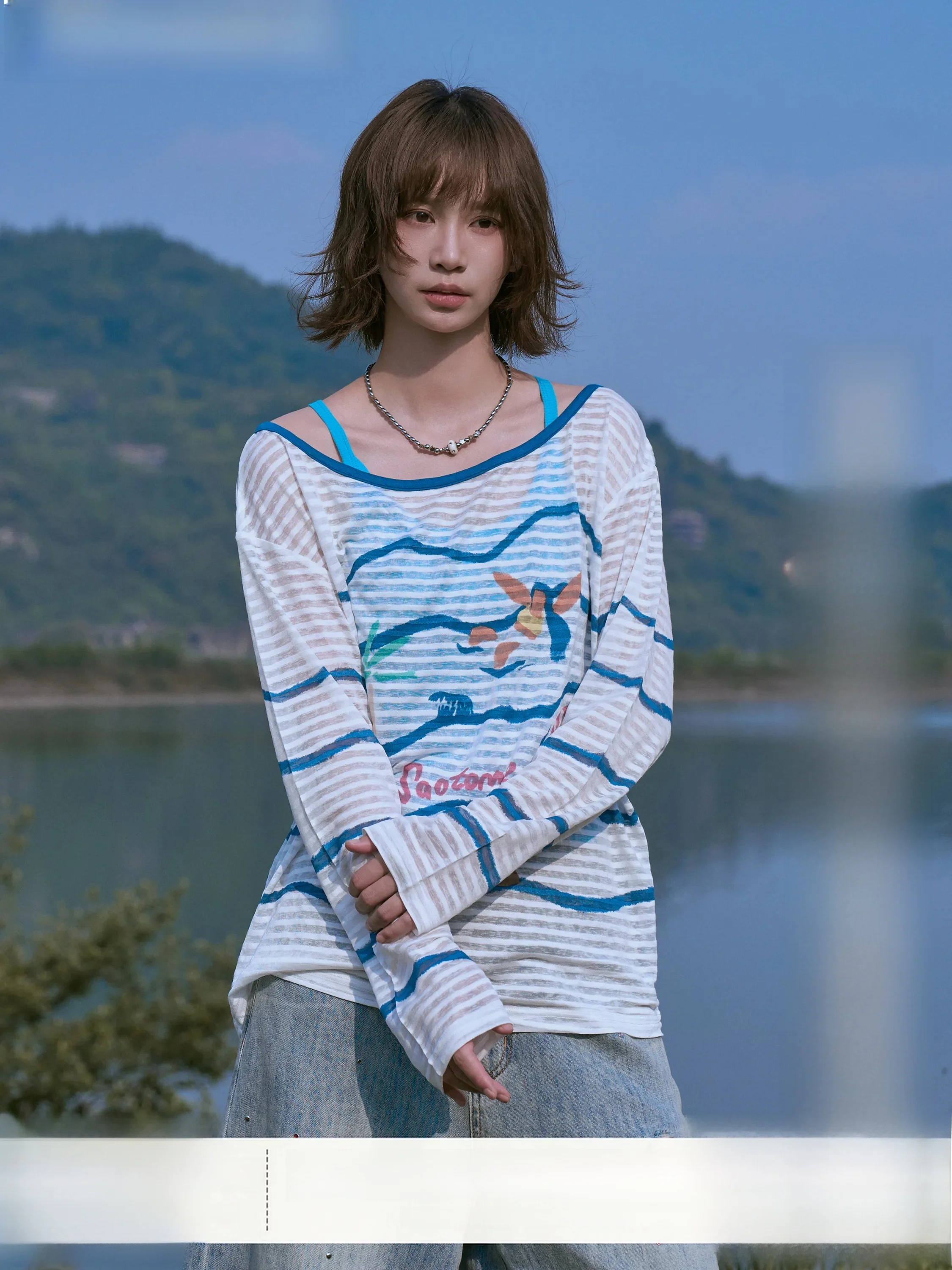 Casual Long Sleeve Surfing Stripe Print T-Shirt Cover up Shirt Saotome Early Girl Sea Salt Soda Women's Summer Fashion Top
Casual Long Sleeve Surfing Stripe Print T-Shirt Cover up Shirt Saotome Early Girl Sea Salt Soda Women's Summer Fashion Top