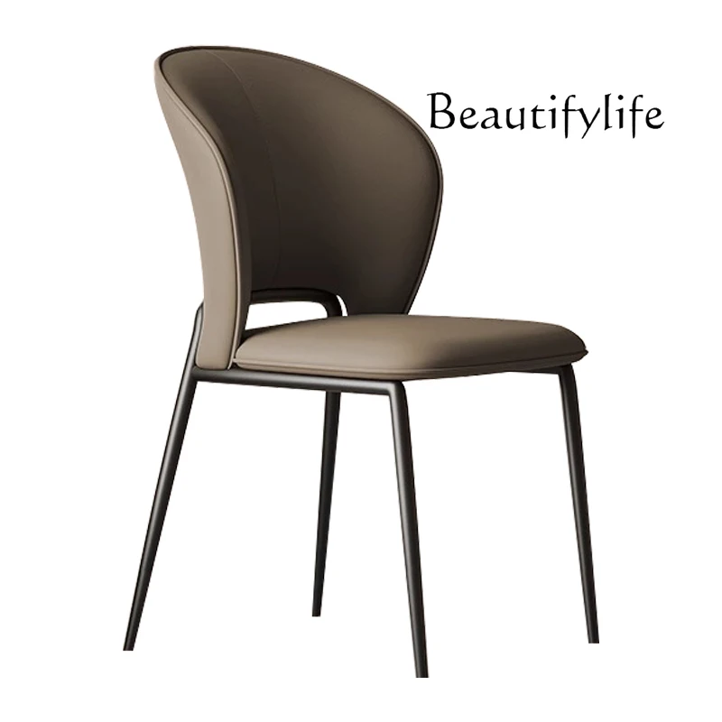 Italian high-end leather art dining chair household soft bag simple back chair
Italian high-end leather art dining chair household soft bag simple back chair