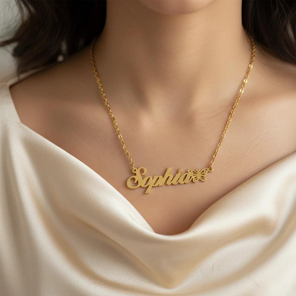 Customized Butterfly Name Necklace Stainless Steel Pendant Personalized Nameplate Choker Necklace Women Birthday Gifts Jewellery
Customized Butterfly Name Necklace Stainless Steel Pendant Personalized Nameplate Choker Necklace Women Birthday Gifts Jewellery