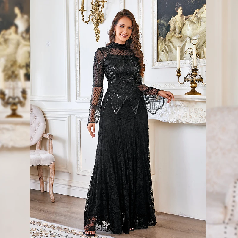 2025 New Sexy Elegant party dresses woman Black Prom Vintage great gatsby Evening dress Long Sleeve Lace Formal Dresses
2025 New Sexy Elegant party dresses woman Black Prom Vintage great gatsby Evening dress Long Sleeve Lace Formal Dresses