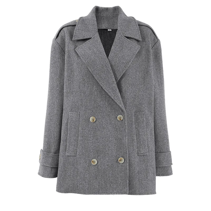 French Commuter Gray Woolen Blazer Loose Elegant Mid-Length Coat Women Fashion Versatile Outerwear For Work Travel Fall Winter
French Commuter Gray Woolen Blazer Loose Elegant Mid-Length Coat Women Fashion Versatile Outerwear For Work Travel Fall Winter