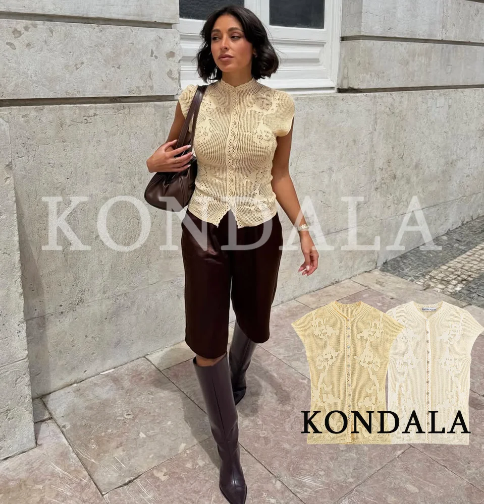KONDALA Elegant Knitted Hollow Vest Women Summer High Street Holiday Chic Vest New 2026 Trendy Ladies Leisure Slim Buttons Vest
KONDALA Elegant Knitted Hollow Vest Women Summer High Street Holiday Chic Vest New 2026 Trendy Ladies Leisure Slim Buttons Vest