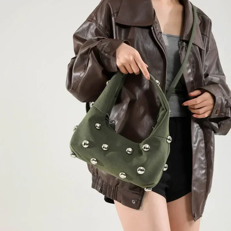 Faux Suede Half Moon Fashion Hot Trendy Shoulder and Crossbody Bags Solid Rivets Retro Super Cool Handbags for Women 2024 New
Faux Suede Half Moon Fashion Hot Trendy Shoulder and Crossbody Bags Solid Rivets Retro Super Cool Handbags for Women 2024 New