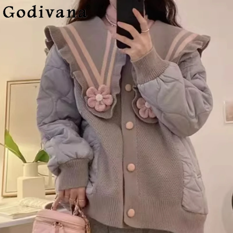 Женская осенне-зимняя утолщенная теплая куртка с воротником Питера Пэна на хлопковой подкладке, уменьшающая возраст, свободное пальто с длинными рукавами и цветочным принтом
Женская осенне-зимняя утолщенная теплая куртка с воротником Питера Пэна на хлопковой подкладке, уменьшающая возраст, свободное пальто с длинными рукавами и цветочным принтом