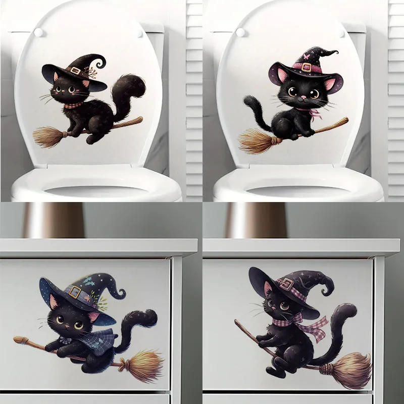 KT332# Magic Cat Riding a Broom Self-Adhesive Toilet Stickers,Wall Decal Removable, Reusable Vinyl Car Sticker for Toilet Lid
KT332# Magic Cat Riding a Broom Self-Adhesive Toilet Stickers,Wall Decal Removable, Reusable Vinyl Car Sticker for Toilet Lid