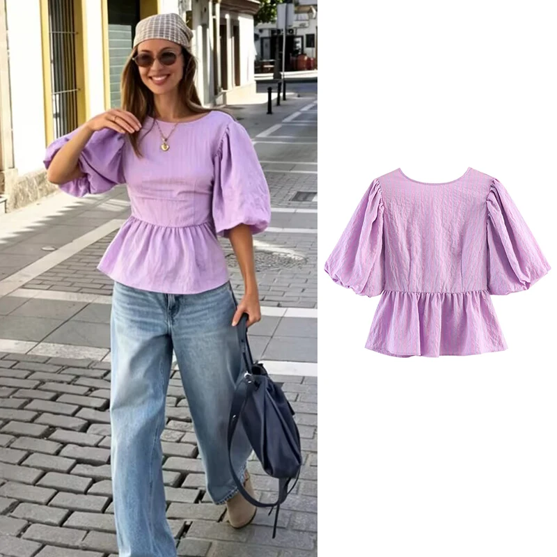 Women's Shirts and Blouses Summer 2026 New Fashion Striped Slim Bubble Sleeve Blouse Chic Summer Youth Travel Shirts Tops
Women's Shirts and Blouses Summer 2026 New Fashion Striped Slim Bubble Sleeve Blouse Chic Summer Youth Travel Shirts Tops