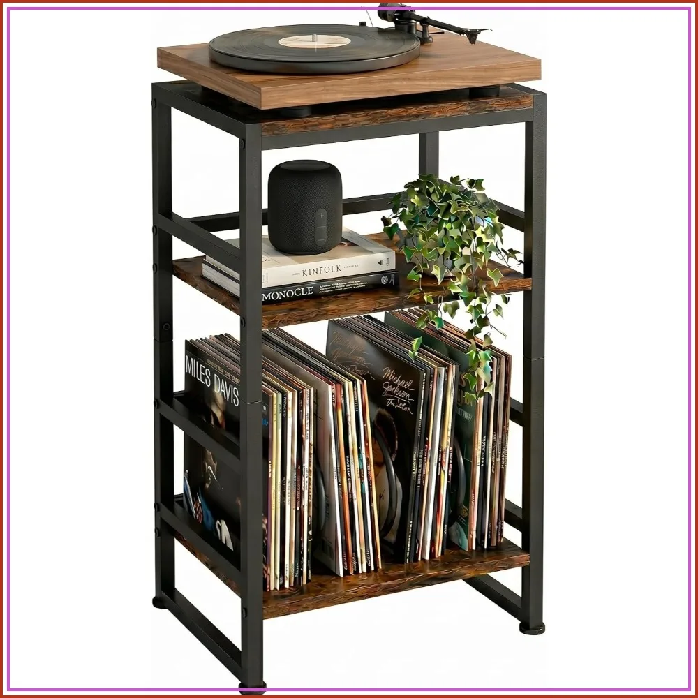 3-Tier Record Player Stand with U-Shaped Vinyl Storage, Holds 120 Albums, 28" End Table for Living Room Bedroom
3-Tier Record Player Stand with U-Shaped Vinyl Storage, Holds 120 Albums, 28" End Table for Living Room Bedroom
