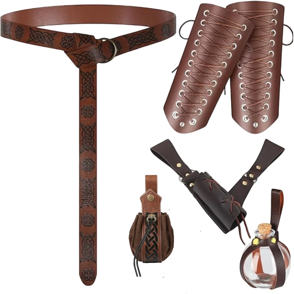 Renaissance Costume Belt Pouch Bracers Vial Potion Bottle Leather Keyring Hook LARP Cosplay Retro Ren Faire Festival Dress Belt
Renaissance Costume Belt Pouch Bracers Vial Potion Bottle Leather Keyring Hook LARP Cosplay Retro Ren Faire Festival Dress Belt