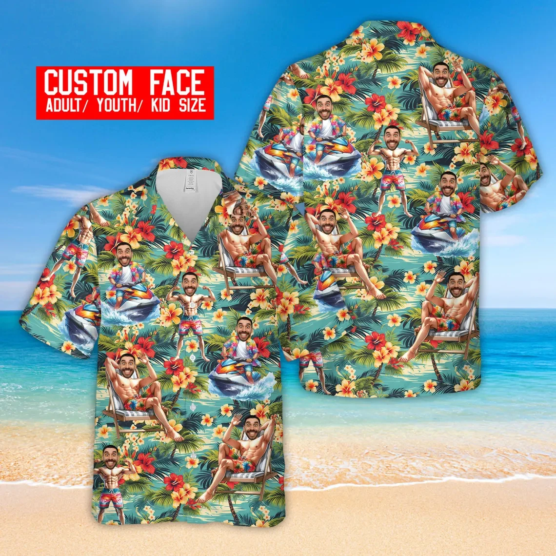 Personalized Custom Face Hawaiian Shirt Add Your Photo Beach Scenes Print Funny Print Aloha Shirt For Holiday Party Trip Gifts
Personalized Custom Face Hawaiian Shirt Add Your Photo Beach Scenes Print Funny Print Aloha Shirt For Holiday Party Trip Gifts
