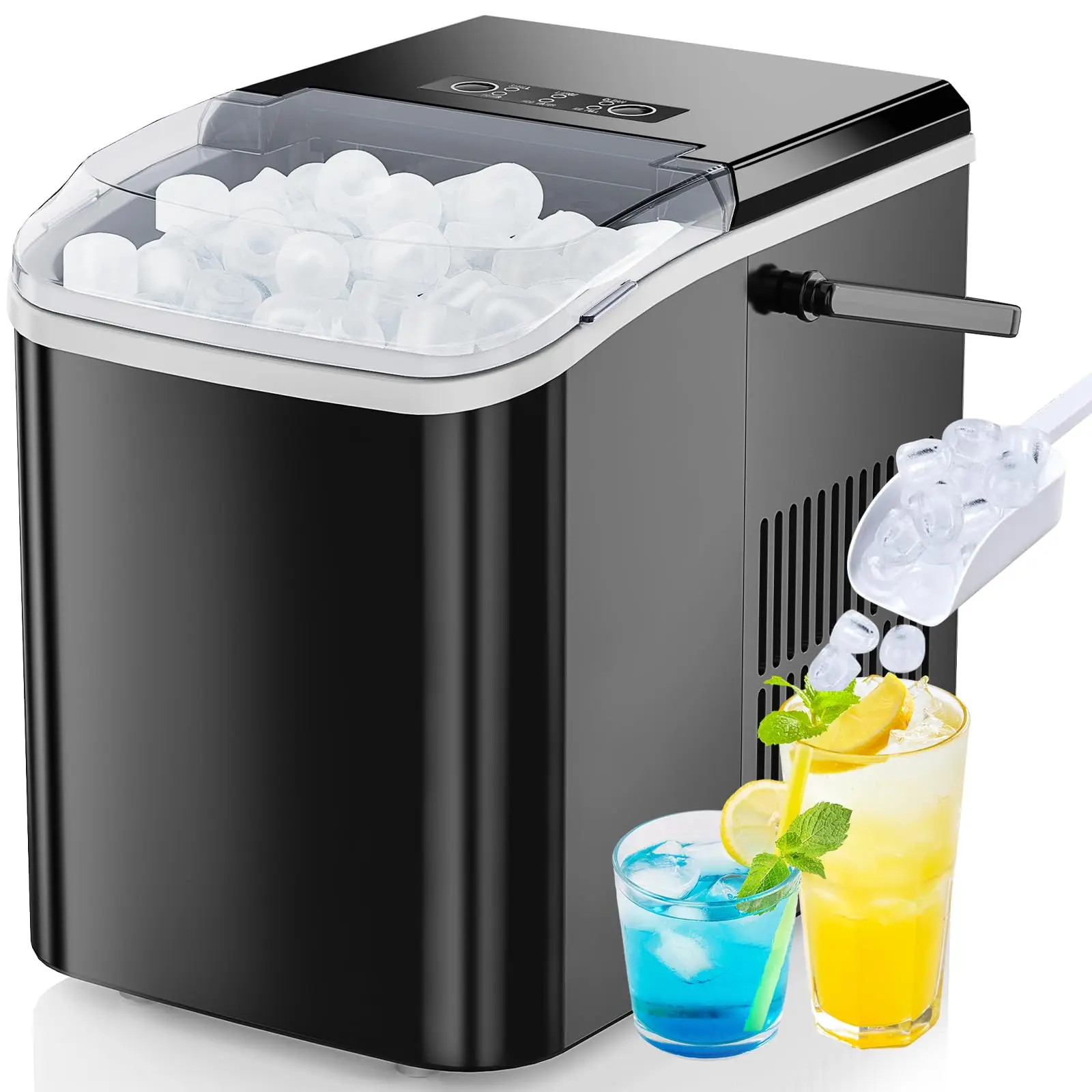 Countertop Ice Machine 26lbs/24H Portable with Handle 9 Bullet Ice Ready 6 Mins Self-Cleaning Quiet for RV Camping
Countertop Ice Machine 26lbs/24H Portable with Handle 9 Bullet Ice Ready 6 Mins Self-Cleaning Quiet for RV Camping