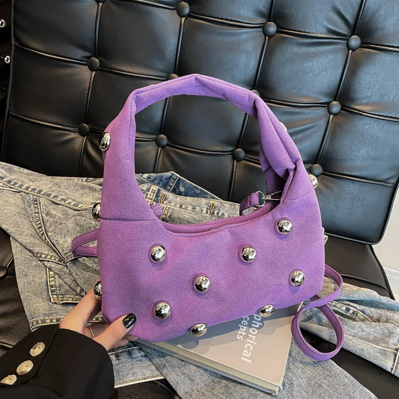Luxury Purple Handbag For Women Luxury Studded Beading Handbags Wine Red Purse Solid Color Suede Leather Shoulder Crossbody Bags
Luxury Purple Handbag For Women Luxury Studded Beading Handbags Wine Red Purse Solid Color Suede Leather Shoulder Crossbody Bags