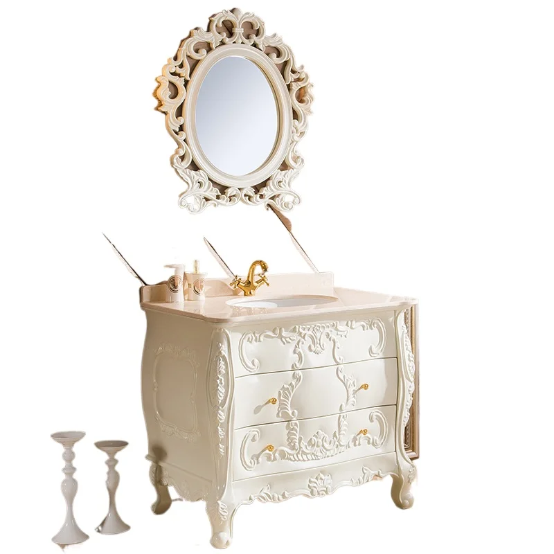 European Classic French Double Sink Solid Wood Bathroom Cabinet Vanity
European Classic French Double Sink Solid Wood Bathroom Cabinet Vanity