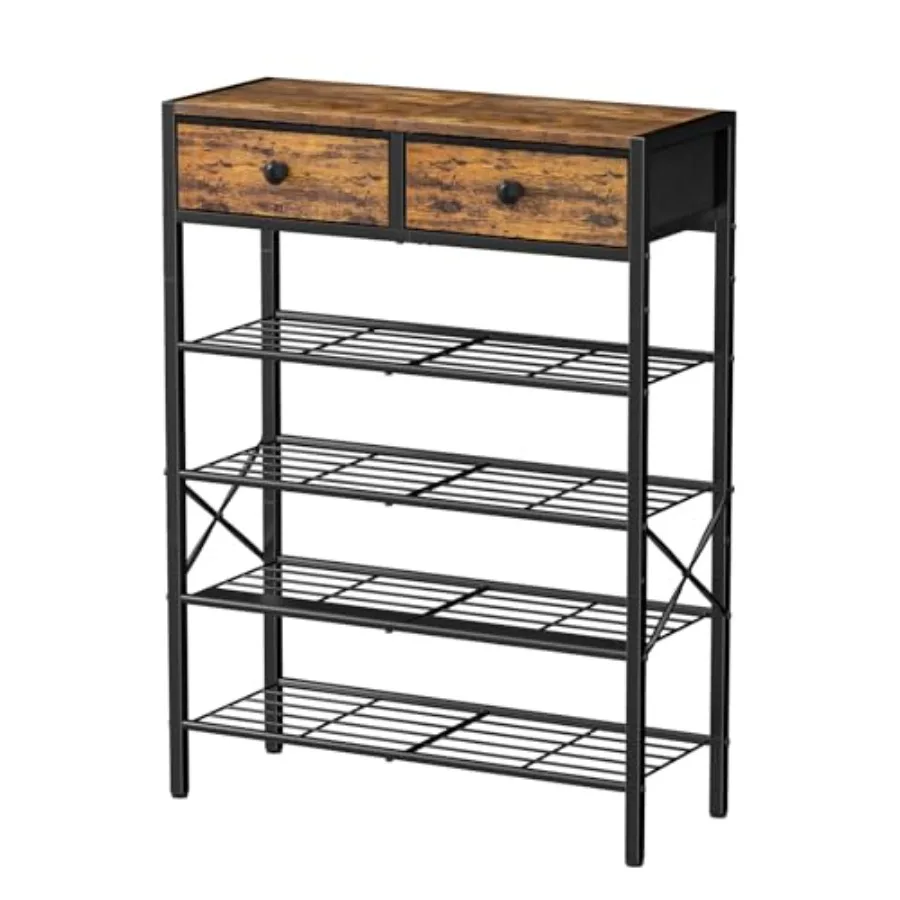 Shoe Rack for Entryway 5 Tier Shoe Organizer with 2 Non-woven Drawers Metal Storage Shoe Shelf for 16-20 Pairs of Shoes with Wo
Shoe Rack for Entryway 5 Tier Shoe Organizer with 2 Non-woven Drawers Metal Storage Shoe Shelf for 16-20 Pairs of Shoes with Wo