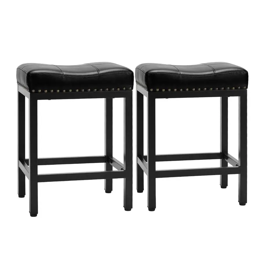 Modern Bar Stools, 2-Pack 24 Inch Counter Height PU Leather Stools with Footrest
Modern Bar Stools, 2-Pack 24 Inch Counter Height PU Leather Stools with Footrest
