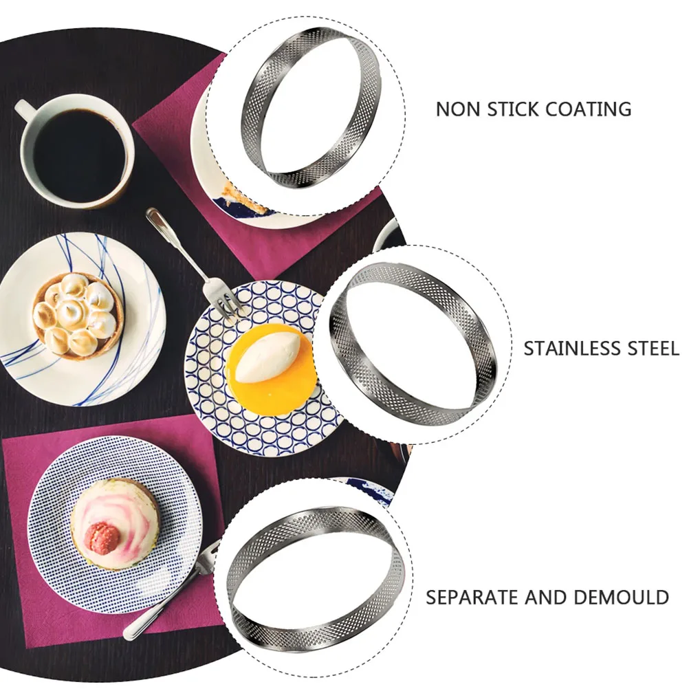 1Pcs Round Tarts Circle Stainless Steel Perforated Cake Ring Non Stick Bakeware for Tarts Cakes Quiches Desserts 
1Pcs Round Tarts Circle Stainless Steel Perforated Cake Ring Non Stick Bakeware for Tarts Cakes Quiches Desserts