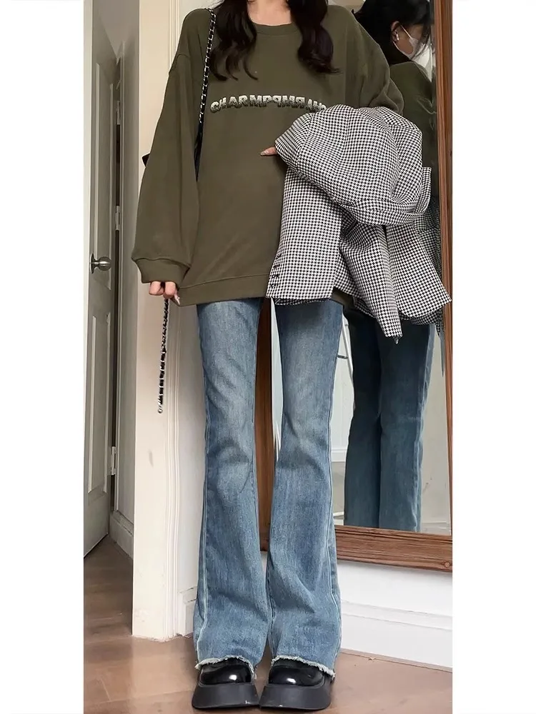 Retro American High Waist Bell Bottom Jeans Women's Slim Fit Stretchy Frayed Hoof Flared Pants Cotton Elastic Fabric
Retro American High Waist Bell Bottom Jeans Women's Slim Fit Stretchy Frayed Hoof Flared Pants Cotton Elastic Fabric