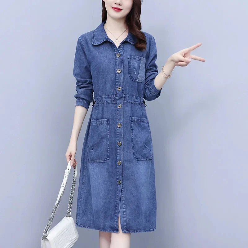 Oversized Single Breasted Casual Denim Shirt Women's Dress 2025 Spring NEW Slim Fashion Long sleeved Loose Cowboy Dress Female
Oversized Single Breasted Casual Denim Shirt Women's Dress 2025 Spring NEW Slim Fashion Long sleeved Loose Cowboy Dress Female