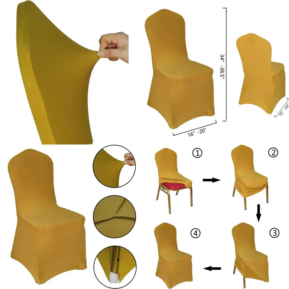 Gold Spandex Chair Covers - 50 Pack for Banquet, Wedding, Party, Universal Stretch Elastic Decorations
Gold Spandex Chair Covers - 50 Pack for Banquet, Wedding, Party, Universal Stretch Elastic Decorations