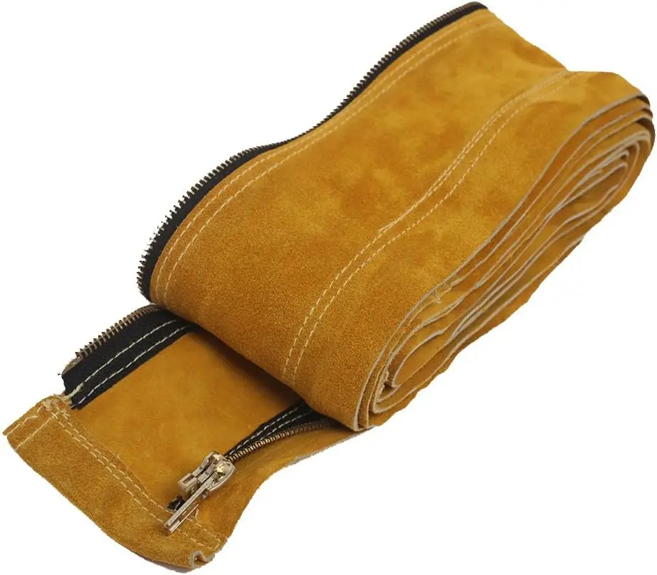 Flame Resistant TIG MIG Cable Cover Hose Sleeves Kevlar Stitched Split Cowhide Leather with Zipper Golden Color 4" x 23'
Flame Resistant TIG MIG Cable Cover Hose Sleeves Kevlar Stitched Split Cowhide Leather with Zipper Golden Color 4" x 23'