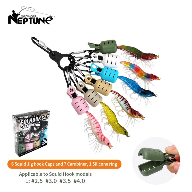 New Squid Jig Bait Protector Kit 6pcs Webfoot Octopus Egi Hooks Cover Cuttlefish Umbrella Lure Cap with Carabiner Fishing Tackle
New Squid Jig Bait Protector Kit 6pcs Webfoot Octopus Egi Hooks Cover Cuttlefish Umbrella Lure Cap with Carabiner Fishing Tackle