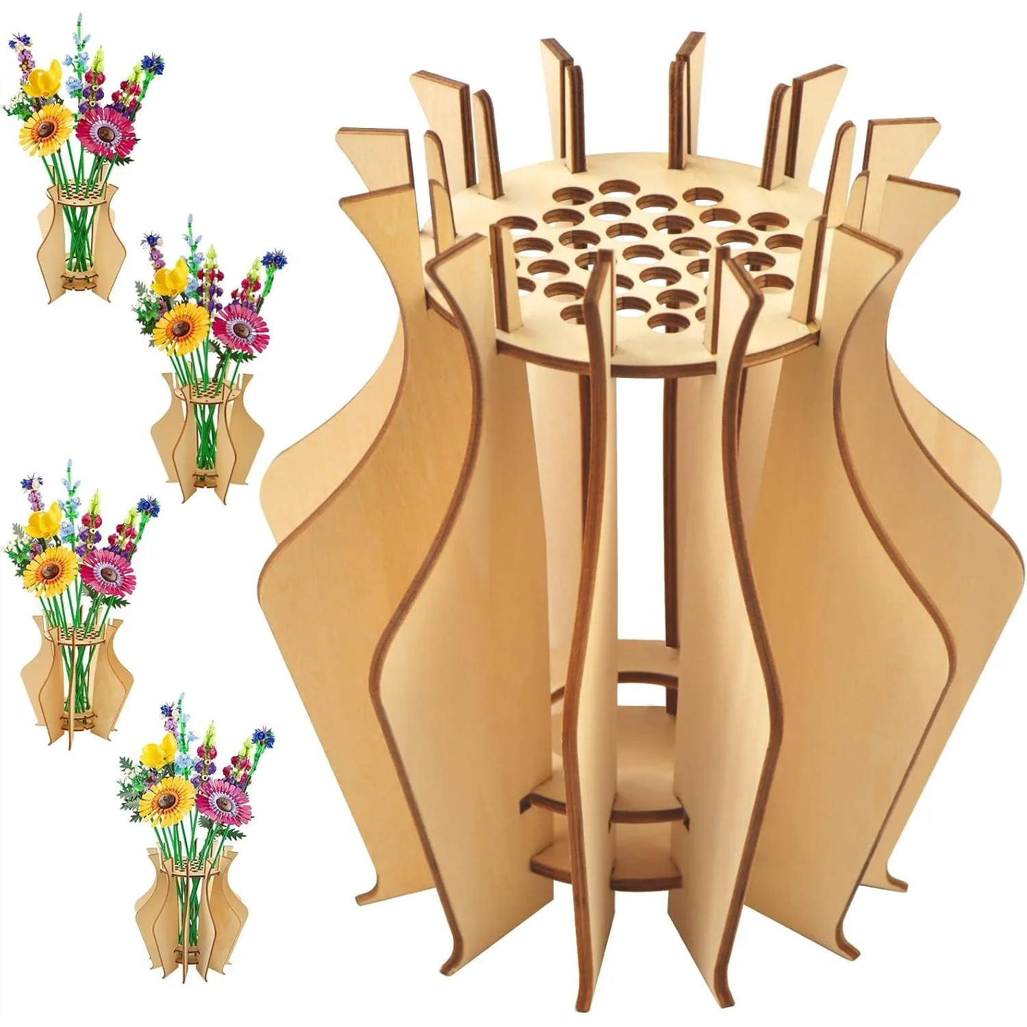 Wooden Puzzle Vase for Lego Flowers, Display Stand for 33 Stems, Easy Assembly
Wooden Puzzle Vase for Lego Flowers, Display Stand for 33 Stems, Easy Assembly