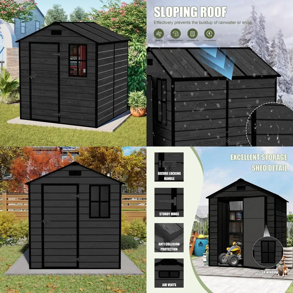 Наружный сарай для хранения из смолы 6x6 футов — водонепроницаемое пластиковое укрытие для садового велосипеда с напольной, запираемой дверью, наклонной крышей, вентиляционными отверстиями и
Наружный сарай для хранения из смолы 6x6 футов — водонепроницаемое пластиковое укрытие для садового велосипеда с напольной, запираемой дверью, наклонной крышей, вентиляционными отверстиями и